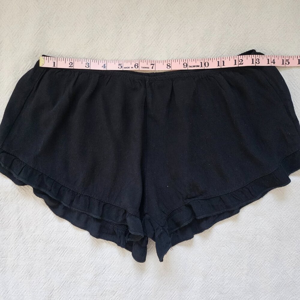 Black Ruffle Lounge Shorts Soft Sleep Shorts Relaxed Fit L - Picture 4 of 4